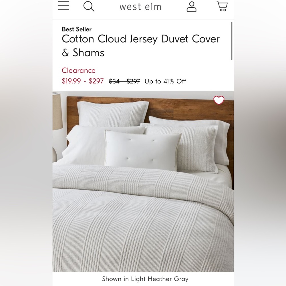 WEST ELM | cotton cloud Jersey DUVET only